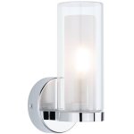 Applique luena paulmann - sans ampoule - ip44 - e14 - chrom� / verre