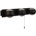 Applique miroir m�tal g9 ip44 up down l: 45 cm avec interrupteur noir blanc mat abat - jour sph�rique ...