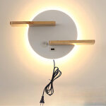 Applique mural blanc bois avec interrupteur et interface usb 9w led lampe de lecture murale avec �tag�re ...