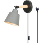 Applique mural intrieur design avec prise et interrupteur lampe de chevet eclairage dcor gris 1pcs