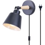 Applique mural int�rieur design avec prise et interrupteur lampe de chevet eclairage d�cor noir 1pcs