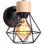 Applique mural vintage industrielle e27 lampe de mur luminaire ajustable en métal et bois noir - 1pcs ... Applique mural vintage industrielle e27 lampe de mur luminaire ajustable en métal et bois noir - 1pcs ...