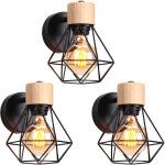 Applique mural vintage industrielle e27 lampe de mur luminaire ajustable en métal et bois noir - 3pcs ... Applique mural vintage industrielle e27 lampe de mur luminaire ajustable en métal et bois noir - 3pcs ...