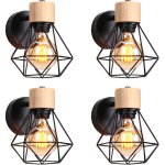 Applique mural vintage industrielle e27 lampe de mur luminaire ajustable en métal et bois noir - 4pcs ... Applique mural vintage industrielle e27 lampe de mur luminaire ajustable en métal et bois noir - 4pcs ...