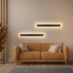 Applique murale 2 pack led exterieur - eclairage mural ip65 etanche 50cm noir lampe extrieure moderne ...