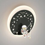 Applique murale astronaute pour chambre d'enfant, applique murale en m�tal noir avec abat - jour en acrylique ...
