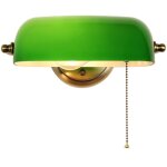 Applique murale banquier vert en verre avec interrupteur � cha�ne � tirer, lampe de chevet enfant, lampe ...