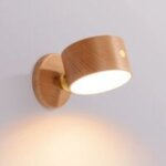 Applique murale en bois � piles, applique murale d'int�rieur led avec interrupteur tactile, batterie ...
