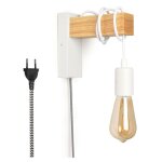 Applique murale en bois 'ruder' avec prise et interrupteur - blanc