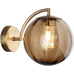Applique murale boule en verre ambr�, globe en verre ambr� avec base dor�e, applique murale de chevet ...