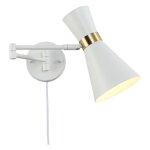 Applique murale avec bras articulé et prise silva - blanc et doré Applique murale avec bras articulé et prise silva - blanc et doré