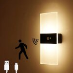 Applique murale � capteur led, rechargeable par usb, applique murale led sans fil aliment�e par batterie ...