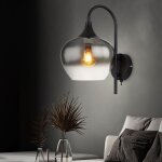 Globo lighting - applique murale noire applique de salon verre fum� lampe de couloir, interrupteur � ...