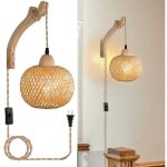 Applique murale de chevet en bambou r�tro, lampe en rotin de restaurant, lampe de fond int�rieure de ...