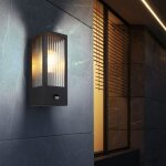 Applique murale led avec d�tecteur de mouvement lampe d'ext�rieur verre noir capteur, m�tal, 1x e27 led ...