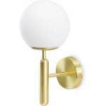 Applique murale dor�e avec globe en verre opalin, e27