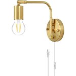 Applique murale e27 avec interrupteur et prise, lampe murale r�glable en or et m�tal, lampe de chevet ...