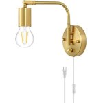 Applique murale e27 avec interrupteur et prise, orientable, dor�e et m�tal, lampe de chevet avec c�ble, ...