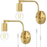 Applique murale e27 interrupteur prise r�glable or m�tal lampe lecture chevet r�tro industrielle salon ...