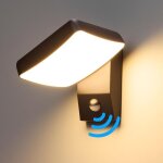 Applique murale exterieur avec d�tecteur de mouvement, �clairage mural 24w 1600lm led panneau rotatif, ...