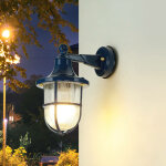 Licht - erlebnisse - applique murale ext�rieure ip64 bleu e27 verre laiton massif cour maritime lampe ...