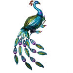 Applique murale ext�rieure lampe solaire �clairage jardin, motif paon, capteur cr�pusculaire, fer, bleu, ...