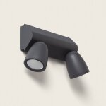 Applique murale ext�rieure led 12w aluminio abel large 2 spots gris fonc�