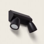 Applique murale ext�rieure led 12w aluminio abel large 2 spots noir