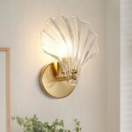 Applique murale en forme de coquillage, applique en verre en forme de coquillage, douille e14, luminaires ...