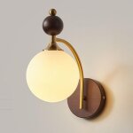 Applique murale globe en verre, applique murale r�tro en bois, lampe murale moderne minimaliste nordique ...
