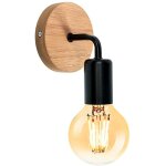 Applique murale industrielle en bois vintage noir, lampe de murale r�glable � 360 �, ampoule e27 r�tro ...