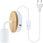 Applique murale industrielle moderne en bois et fer, lampe int�rieur douille e27 avec interrupteur (prise ...