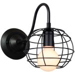 Applique murale industrielle moderne cage en m�tal lampe e27 pour cuisine salon chambre loft noir forme ...