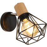 Applique murale industrielle pivotante 360� sans ampoule ? lampe murale vintage e27, cage m�tallique, ...