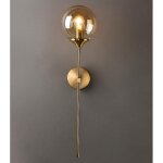 Applique murale industrielle vintage, globe en verre ambre avec applique murale dor�e � bras long, applique ...