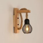 Applique murale industrielle vintage, lampe murale en bois rustique rtro, abat - jour en cage en mtal ...
