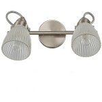 Lindby ? applique murale � intensit� variable en verre stri� ip44 ? 2 lampes g9 ? 31 cm ? support nickel� ...