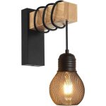 Applique murale interieur en bois et m�tal e27 lampe vintage r�tro industriel style d�coration pour le ...
