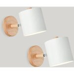 Applique murale interieur e27 rglable lampe murale en bois applique avec abat - jour en mtal plafonnier ...