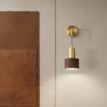 Applique murale d'int�rieur � intensit� variable avec abat - jour en bois, applique murale led minimaliste ...