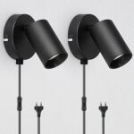 Applique murale interieur avec interrupteur et prise - lots de 2 lampe murale noir orientable 350�spot ...