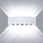 Applique murale interieur led 12w blanc en aluminium, lampe murale moderne up down spot lampe pour salon ...