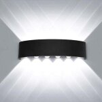 Applique murale interieur led 12w noir en aluminium, lampe murale moderne up down spot lampe pour salon ...