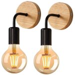 Applique murale int�rieure 2 pi�ces, lampes murales en bois e27, luminaire murales pour salon, chambre. ...