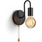 Applique murale int�rieure avec interrupteur � tirette, industrielle vintage lampe murale noir fer e27 ...