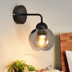 Applique murale intrieure vintage applique e27 : rtro clairage mural verre boule noir lampe de couloir ...