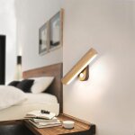 Applique murale japonaise crative led chambre lampe de chevet nordique rotatif moderne en bois massif ...