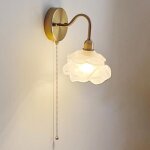 [jamais utilis�] applique murale japonaise vintage en verre d�poli en forme de fleur en laiton bross� ...