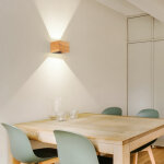 Applique murale lampe en bois lampe design salon up down rglable, mtal marron noir, 1x led 8 watts ...