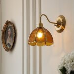 Applique murale, lampe de chevet vintage, appliques murales en laiton avec abat - jour en verre, applique ...